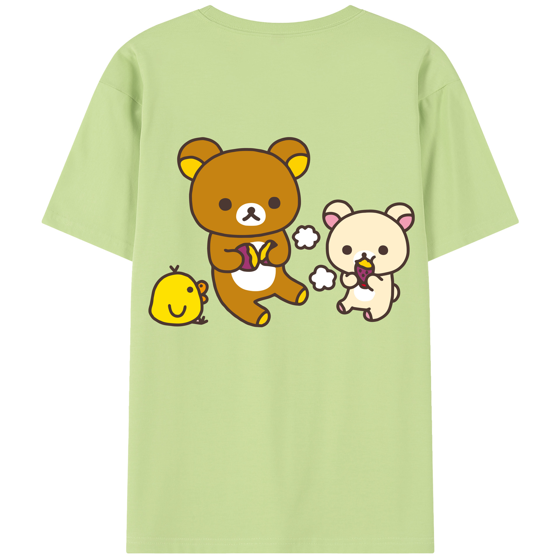 （画像用） リラックマ リラックマ キイロイトリ Rilakkuma Korilakkuma Kiiroitori 綿100％半袖Tシャツ（背面プリント）